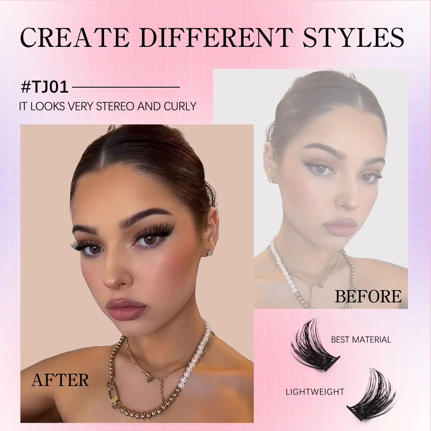 GROINNEYA DIY Wimpern-Cluster-Set, individuelle falsche Wimpern, Wispy Cluster, Nerz-Wimpernverlängerung mit Wimpernbindung und Siegel-Make-up