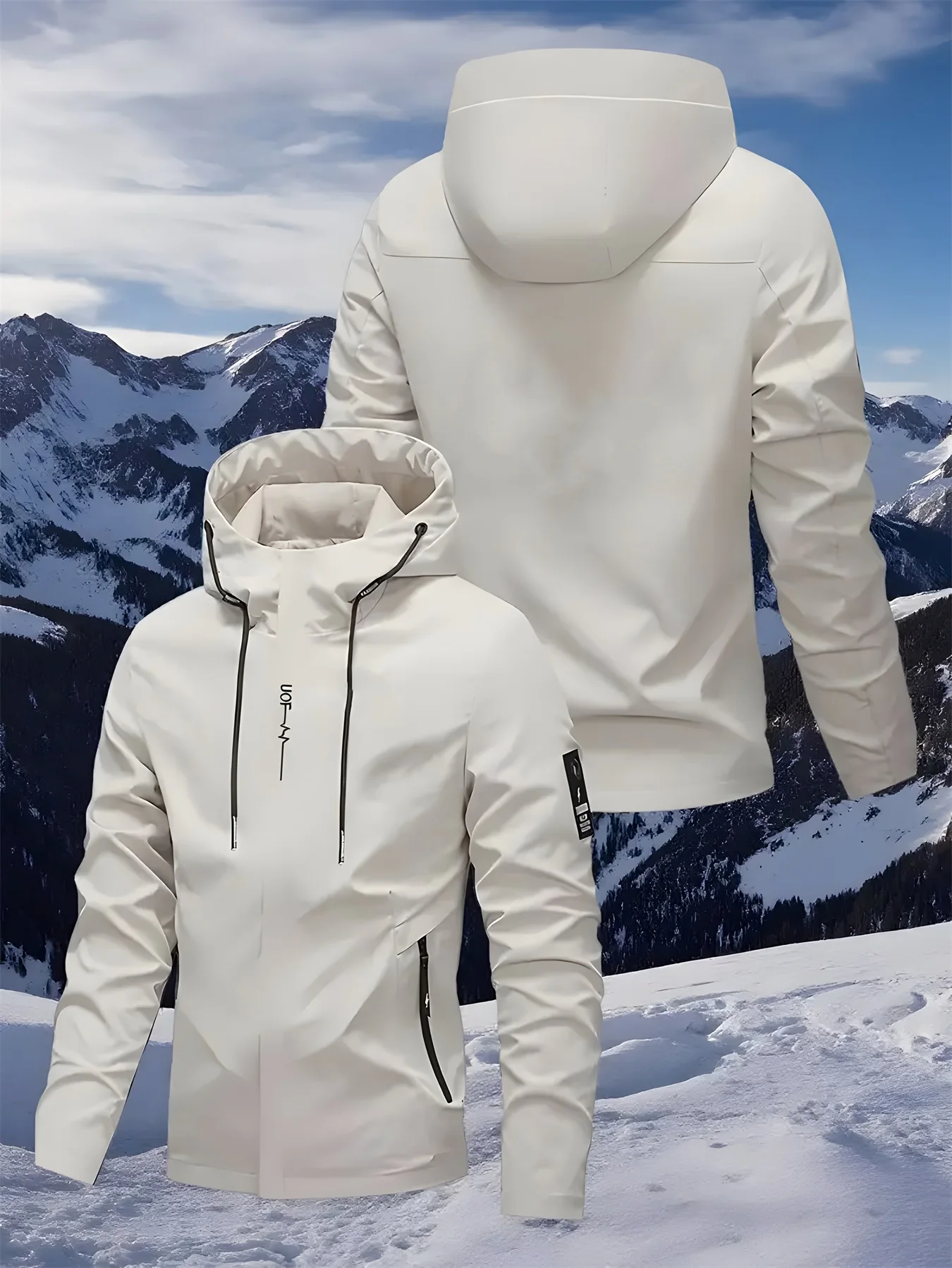 

Men's outdoor soft-shell hooded waterproof and windproof jacket for hiking and camping, lightweight spring-autumn jacket