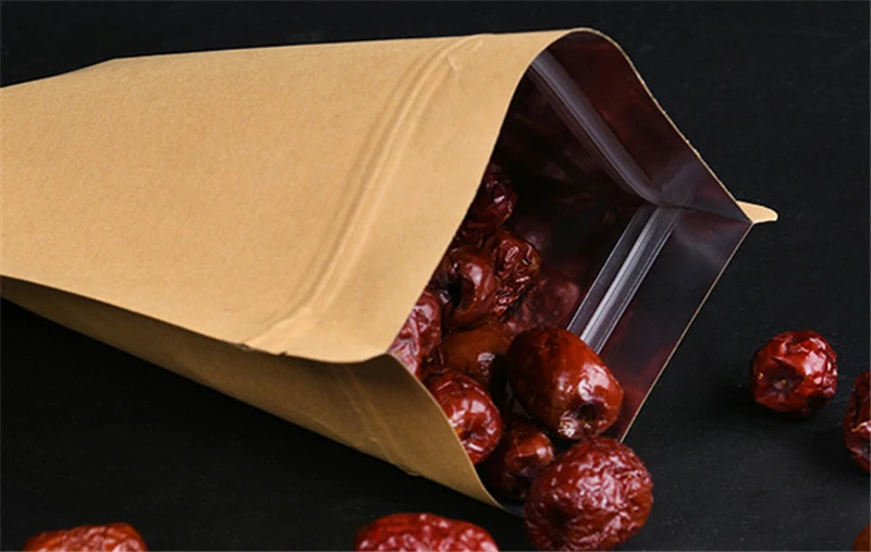 Kraftpapier mit flachem Boden, Aluminiumfolie im Inneren, Reißverschluss, Heißsiegel-Verpackungsbeutel, Lebensmittel, Kaffeebohnen, Snacks, Geschenkverpackungsbeutel – Detail 14