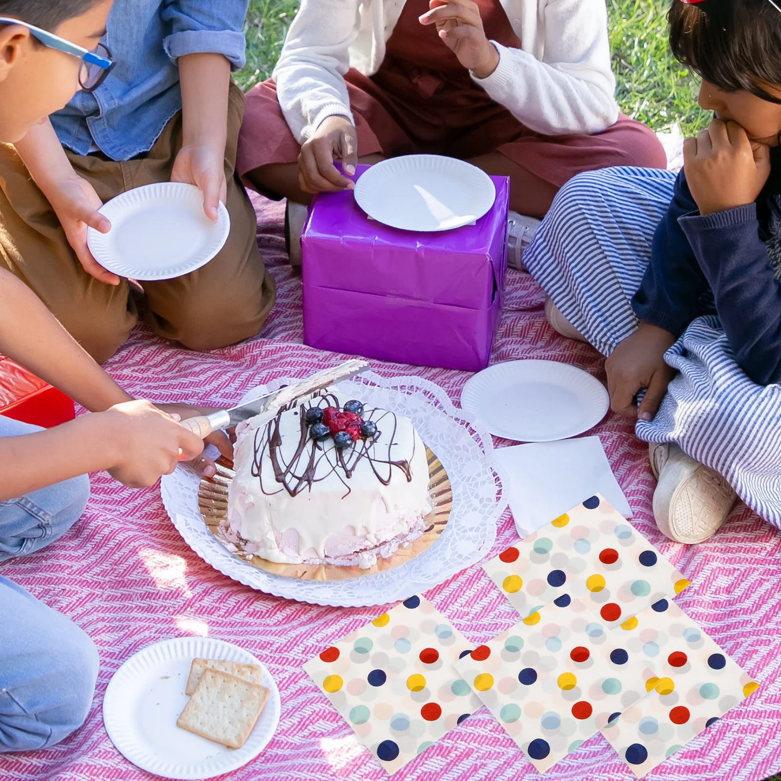 

Colorful Dots Napkins Printed Party Tissue Paper Supple Absorbent For Summer Party Themed Dinner Decor Napkin Supplies