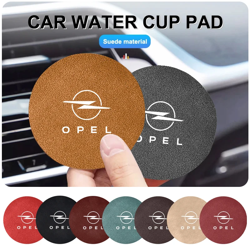 2Pcs Car Interior Water Cup Mat Leather Coasters Pad For Opel Insignia Astra Corsa Zafira Meriva Mokka Vivaro Vectra Antara Ampe