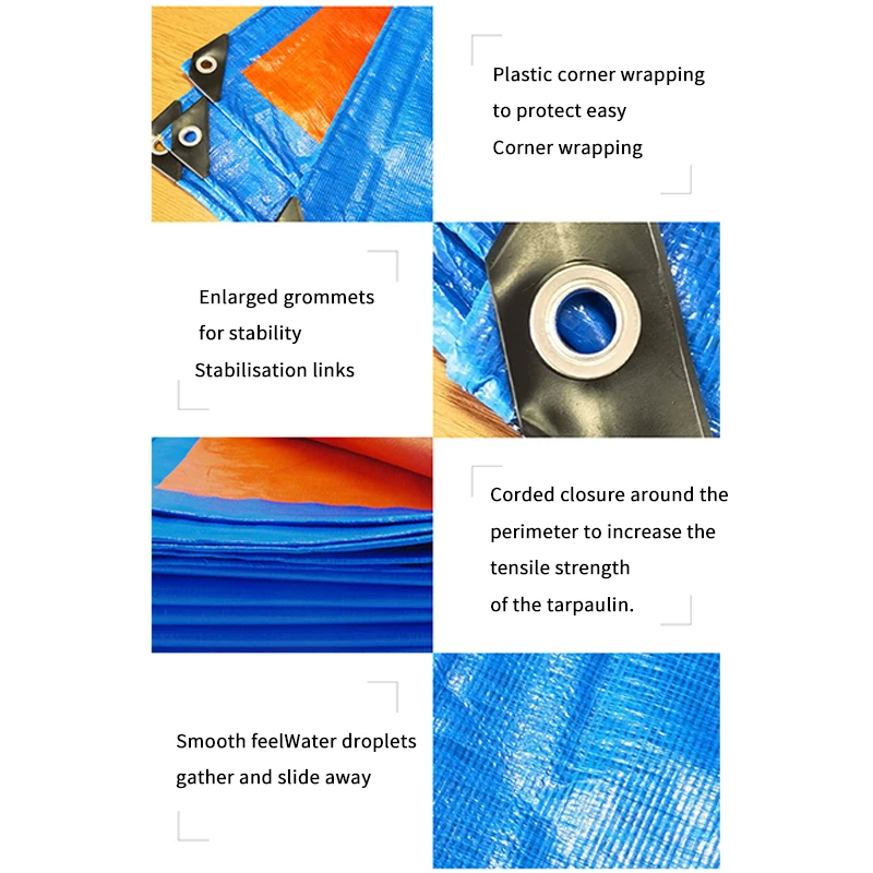 Plastic Sheeting Thickened Blue Orange Tarpaulin Sunshade Outdoor Waterproof Tarpaulin Rainproof Cloth