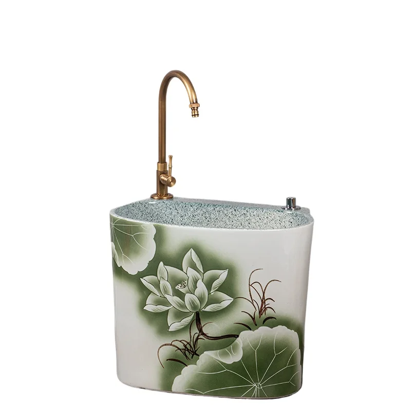 

Retro Home Mop Pool Balcony Courtyard Outdoor Washbasin Ceramic Mop Integrated Pool