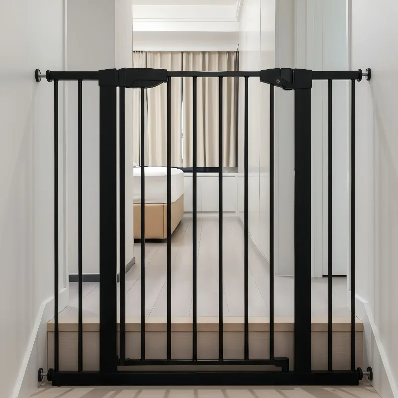

Extra Wide Indoor/Outdoor Dog Gate Button Closure Foldable Steel Iron Pet Fences -Standing Stairs Animal Pattern for Dogs
