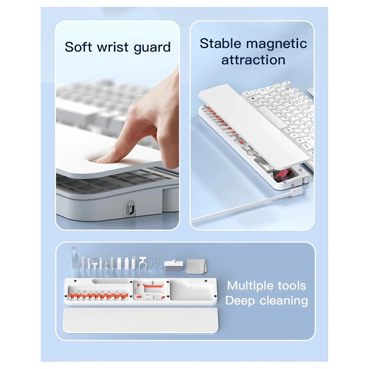 

AA98 New QS22 with Cleaning Tools Keyboard Wrist Rest Pad Soft Foam Office Work Game Pad Cleaner Kit Black