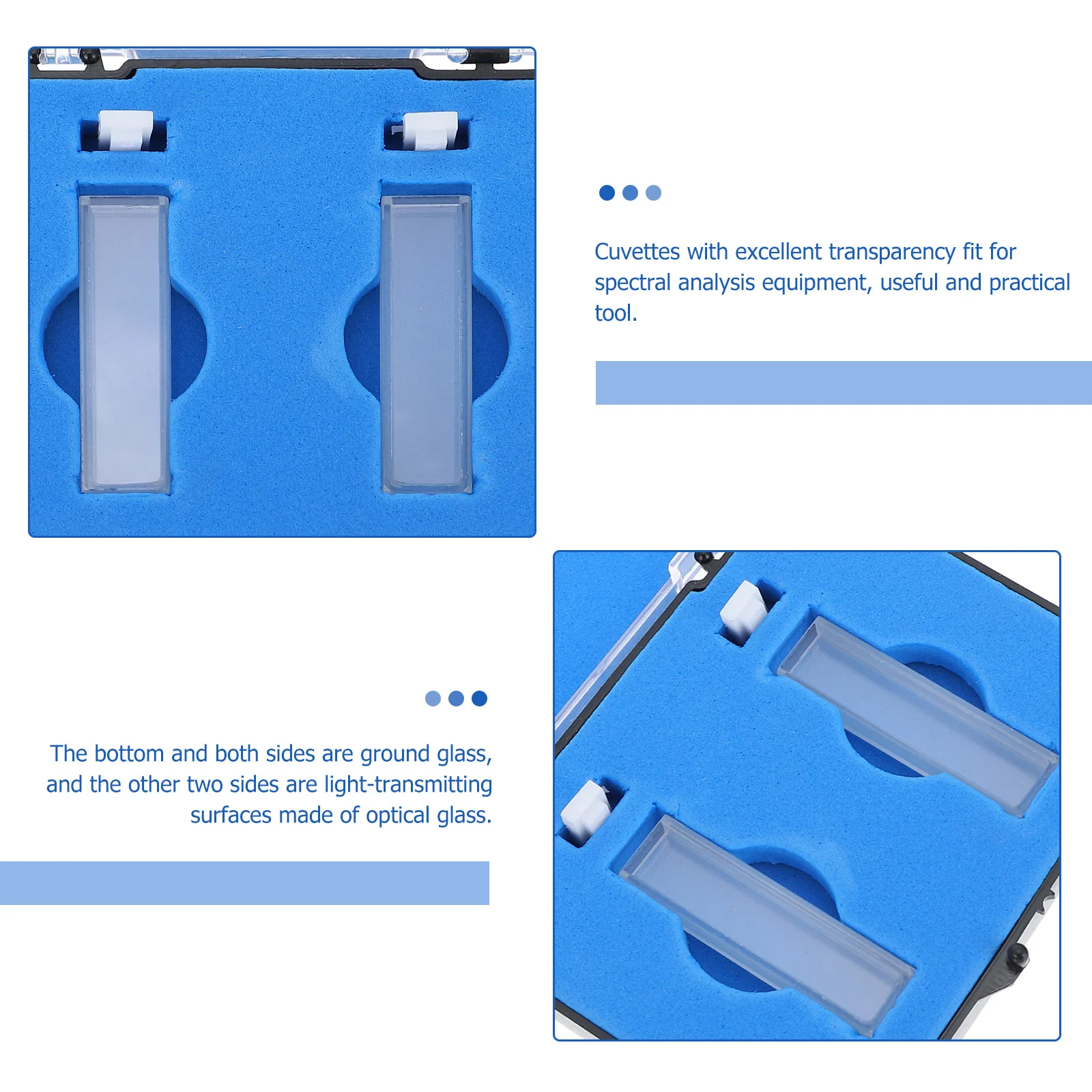 

2Pcs Quartz Glass Laboratory Cuvette 5mm Spectrophotometer Standard Cell Optical Glass Cell Accurate Reliable for Spectral