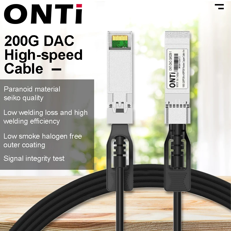 ONTi 200G QSFP56 DAC Cable 200GBASE Passive Direct Attach Copper Twinax Cable with 0.5M 1M 2M 3M Jumber for Cisco Dell HP...etc