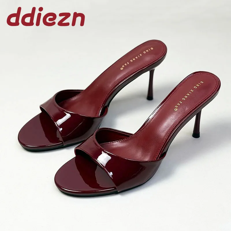 Luxury Female Slides Footwear Ladies High Heels Pumps Shoes New Fashion Round Toe Slip On Women Stiletto Heels Shoes