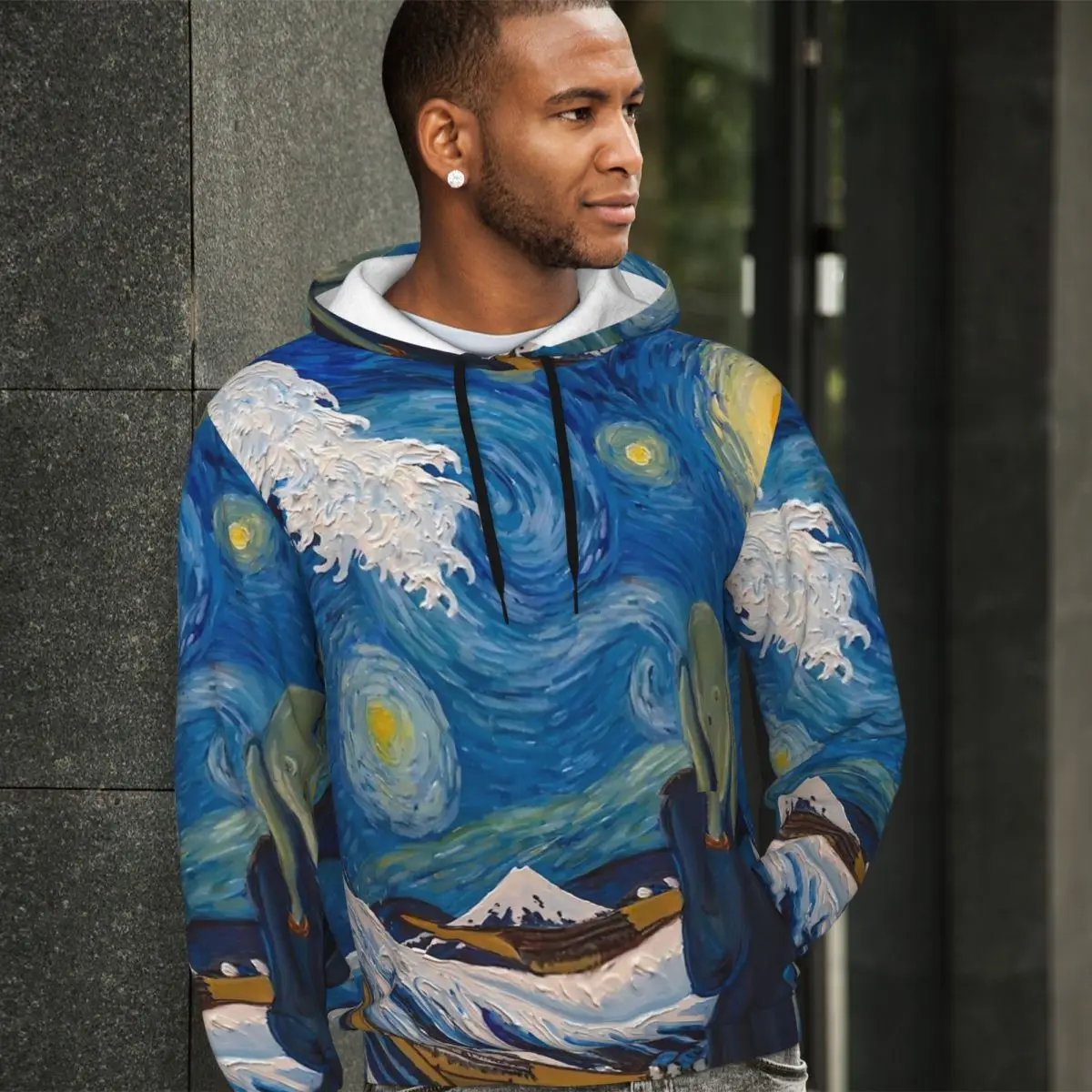 Van Gogh Starry Night Streetwear Hoodies Winter The Great Wave Pullover Hoodie Couple Oversized Comfortable Warm Sweatshirts