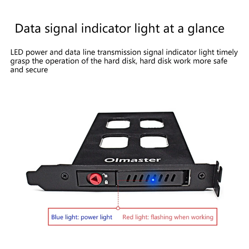 Caixa de disco rígido PCI de disco único, chassi embutido no disco rígido, suporte de expansão de extração, compatível com 2,5 "SATA SSD