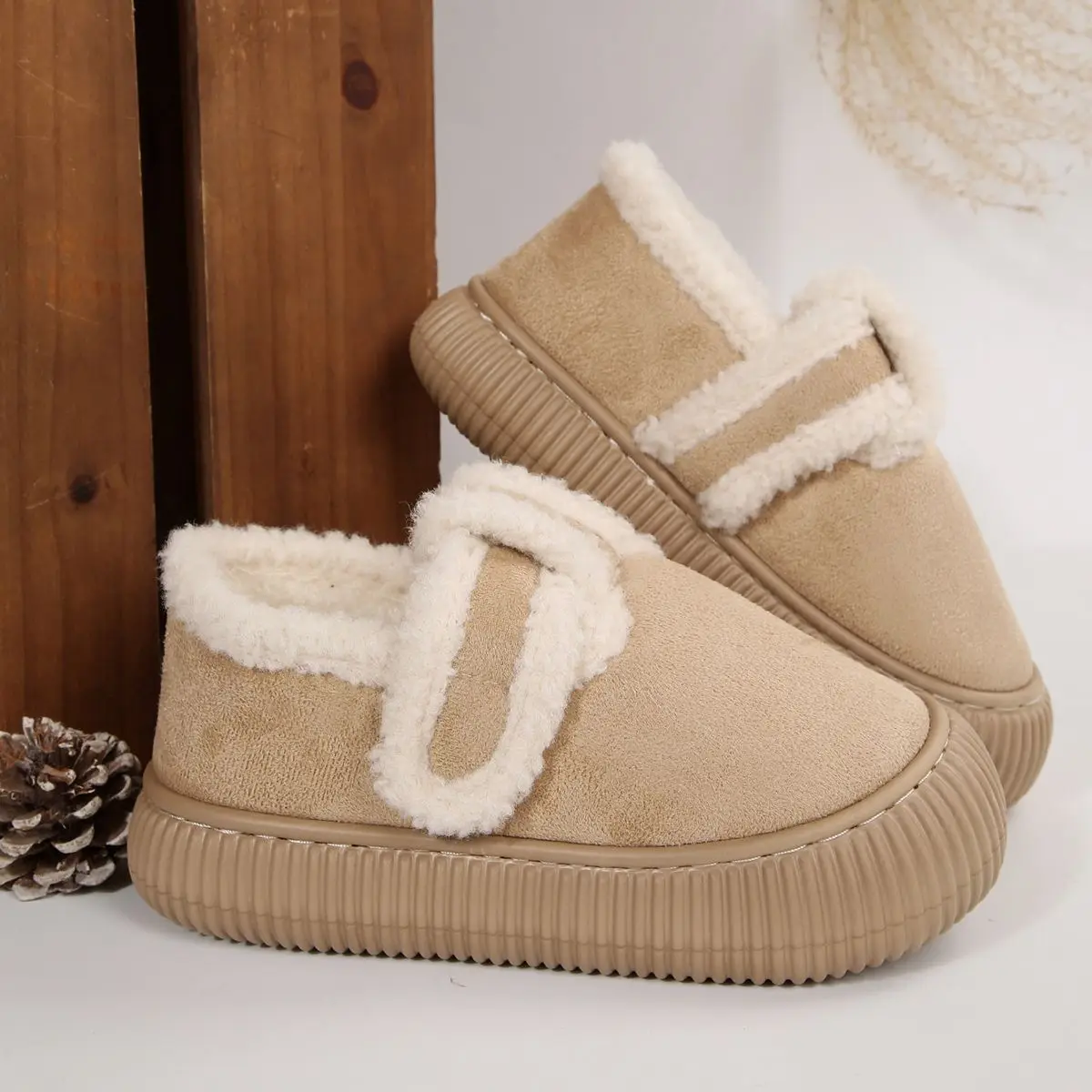2025 شتاء جديد دافئ نعال من القطن سميكة سوليد النساء أحذية المنزل عدم الانزلاق النعال الشتاء الثلوج الأحذية في الهواء الطلق الشتاء النساء الأحذية #2