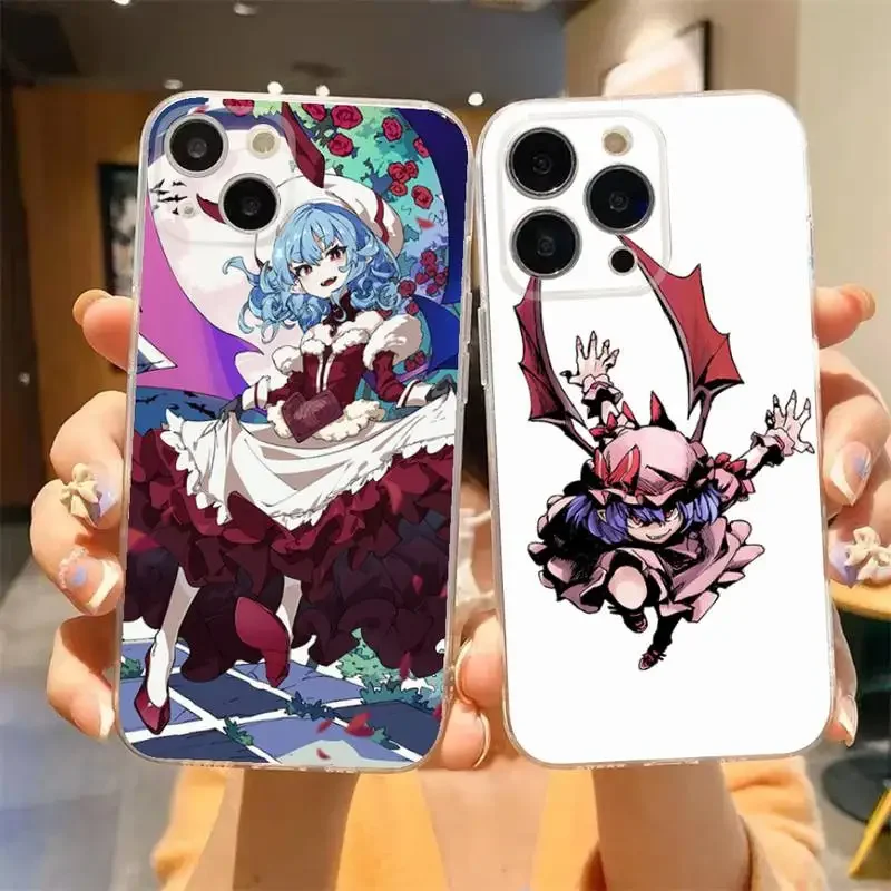 Touhou Project Remilia Scarlet Cute Phone Case For iPhone 11 12 Mini 13 14 15 Pro XS Max X 8 7 6s Plus 5 SE XR Transparent Shell