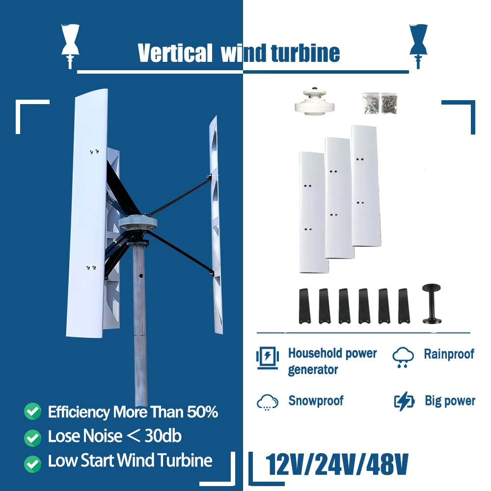 

Wind Turbine 15KW Generator Axis Windmill Energy Sources 12v 24v 48v 10kw 20kw 2 Blades Mppt Charge Controller Off Grid Inverter