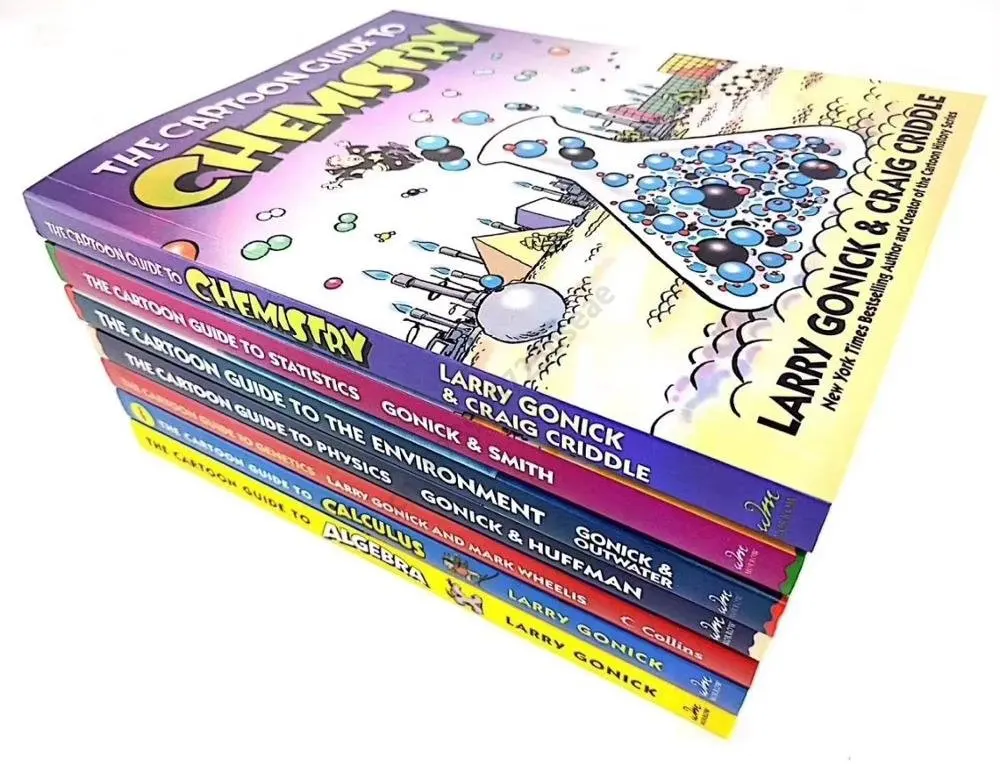 7 Books The Cartoon Guide to Statistics/Chemistry  Funny Science Comics  English Story Book Help Child Be Reader Early Education