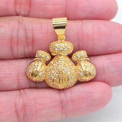 High Quality Gold Color Clear Cubic Zirconia Hip Hop Bling Money Bags Pendant Jewelry