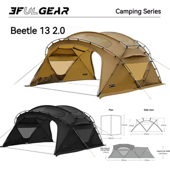 야외 캠핑 스토브용 볼 터널 텐트, 3F UL 기어 Beetle13, 2.0 볼 터널 텐트, 70D 나일론, 사계절 코트, 여행용 대형 쉐이드 비치 텐트, 2-4 인용