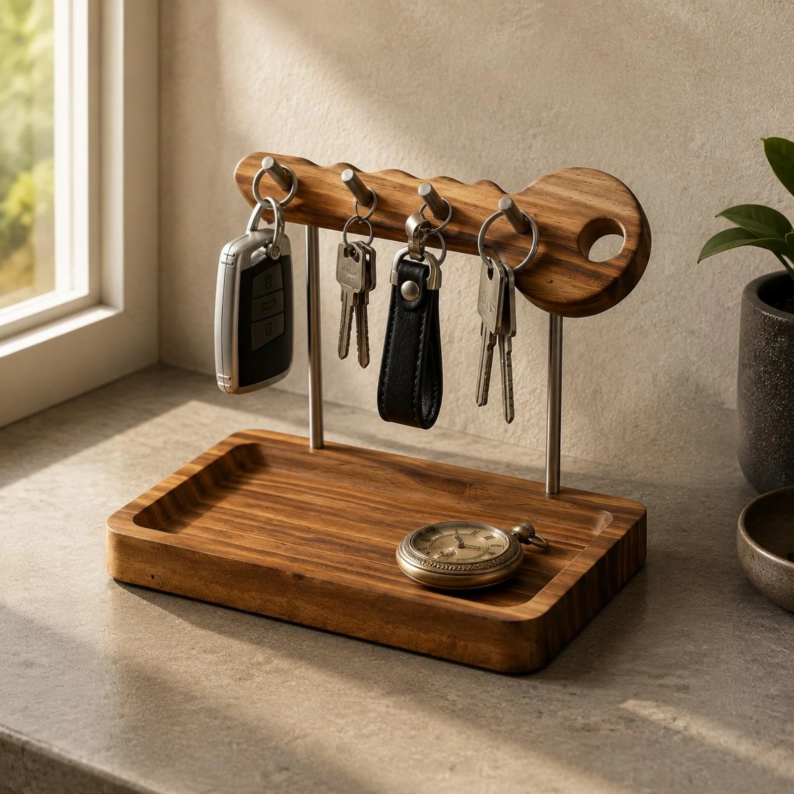 Porte-clés en bois massif, organisateur de clés, support de rangement pour la maison, multi-crochets