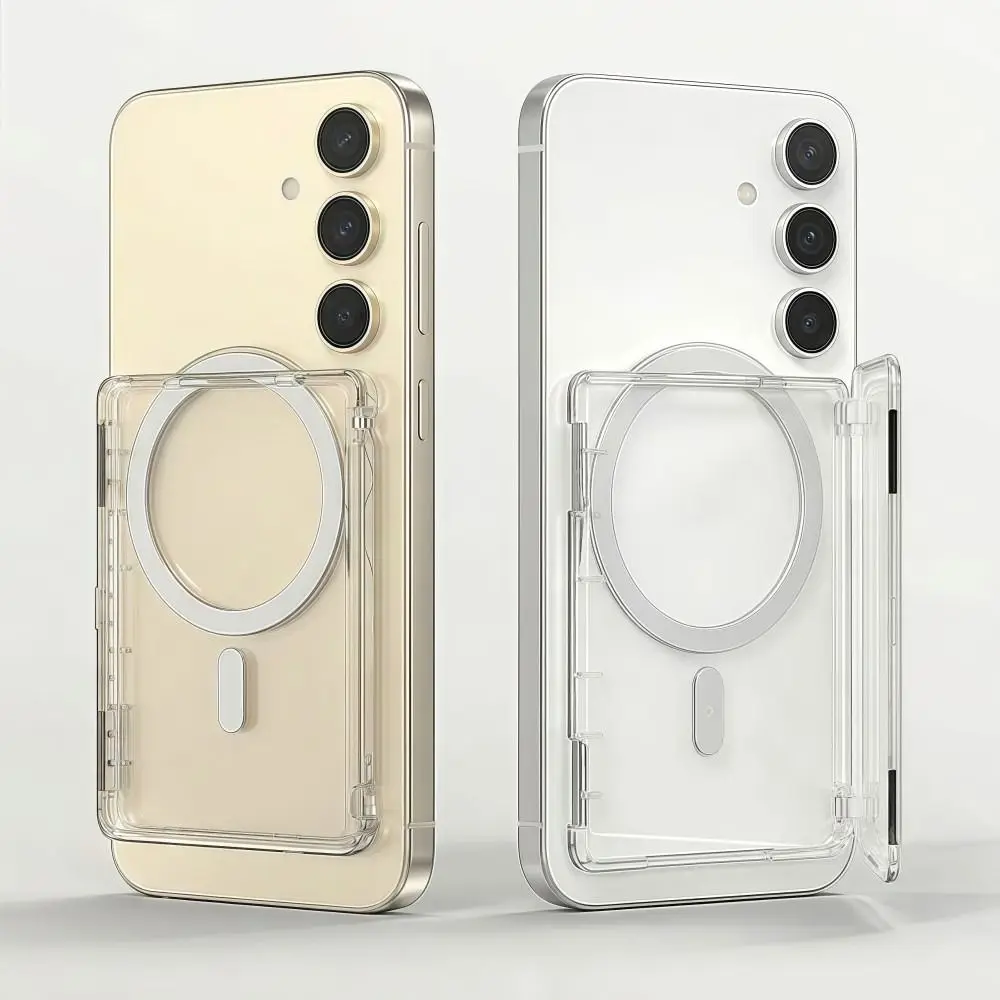 Transparent For MagSafe Card Sleeve 2 Card Slots Shockproof Magnetic Stand Card Holder Ultra-thin Detachable Wallet Phone Case