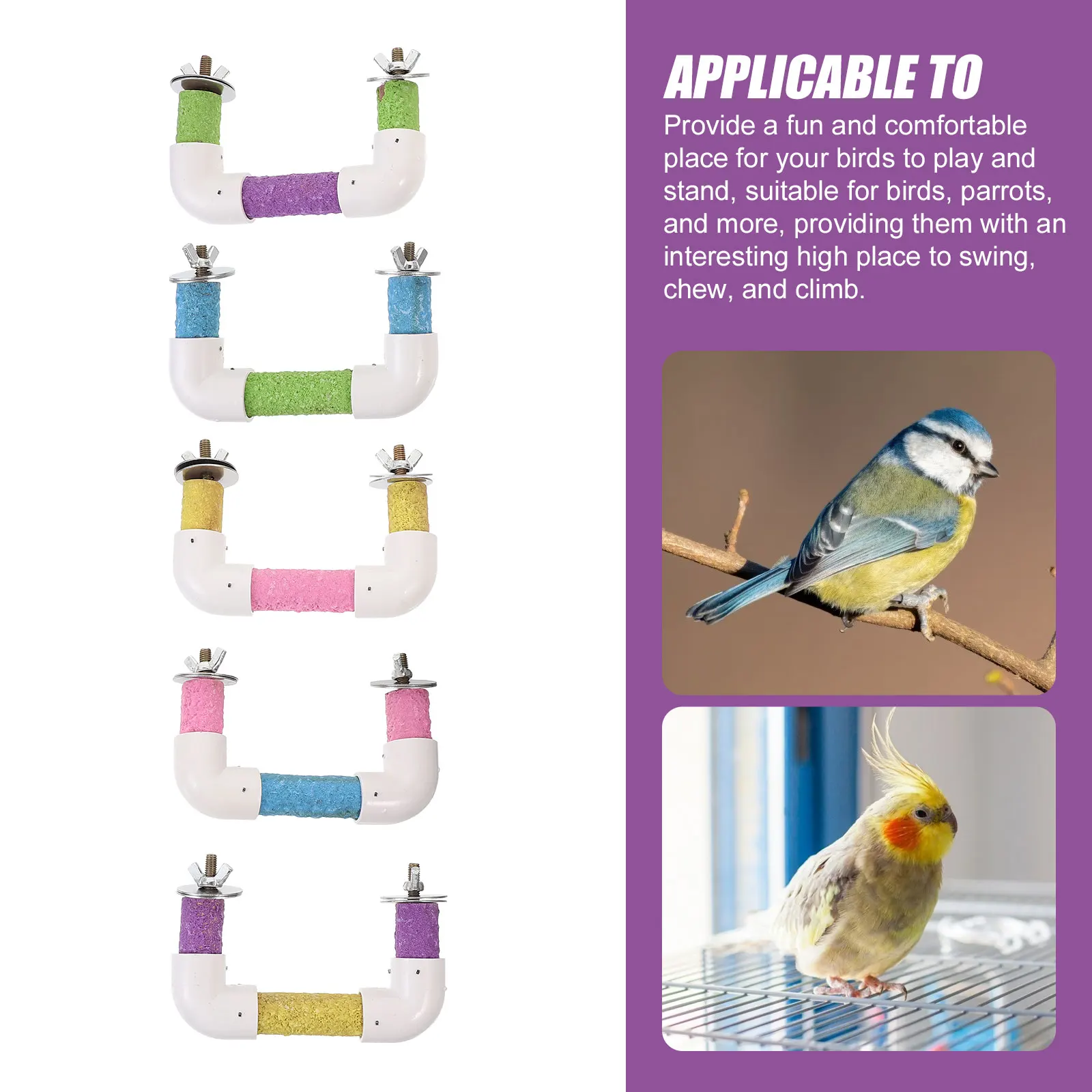 

12 Cm Bird St Perch Parrot Chew Toys Safe Wood Material Cage Accessories Frosted Stone Teething Stick Small Birds Playground