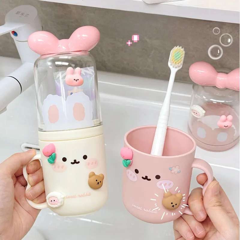 

2025 New Cute Wash Cup Household Tooth Cup PortableToothbrush Storage Box Travel Grooming Set Children Cartoon Mouthwash Cup
