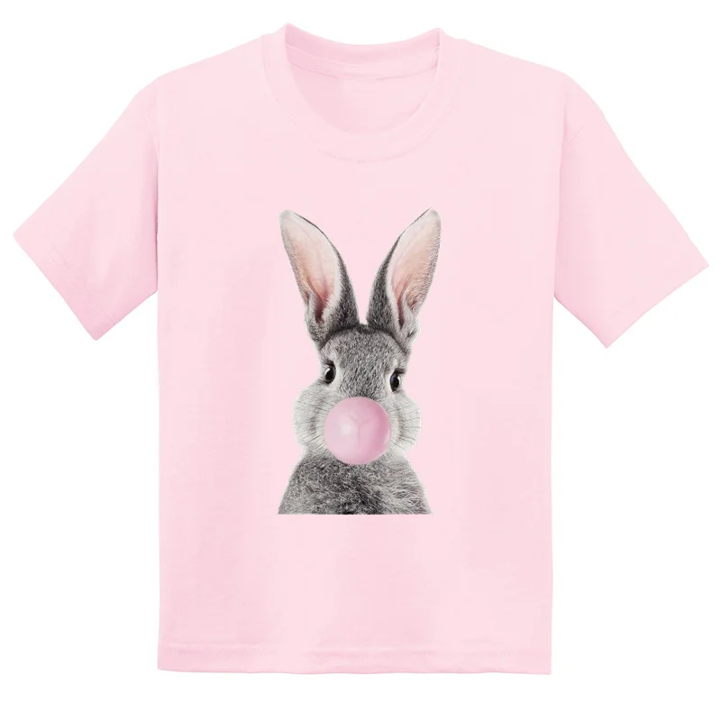 

Bubble Gum Rabbit Tiger Raccoon Cute Animals Kids Funny T shirt Children Clothes Summer Baby Boys Tops Girls Cotton T-Shirts