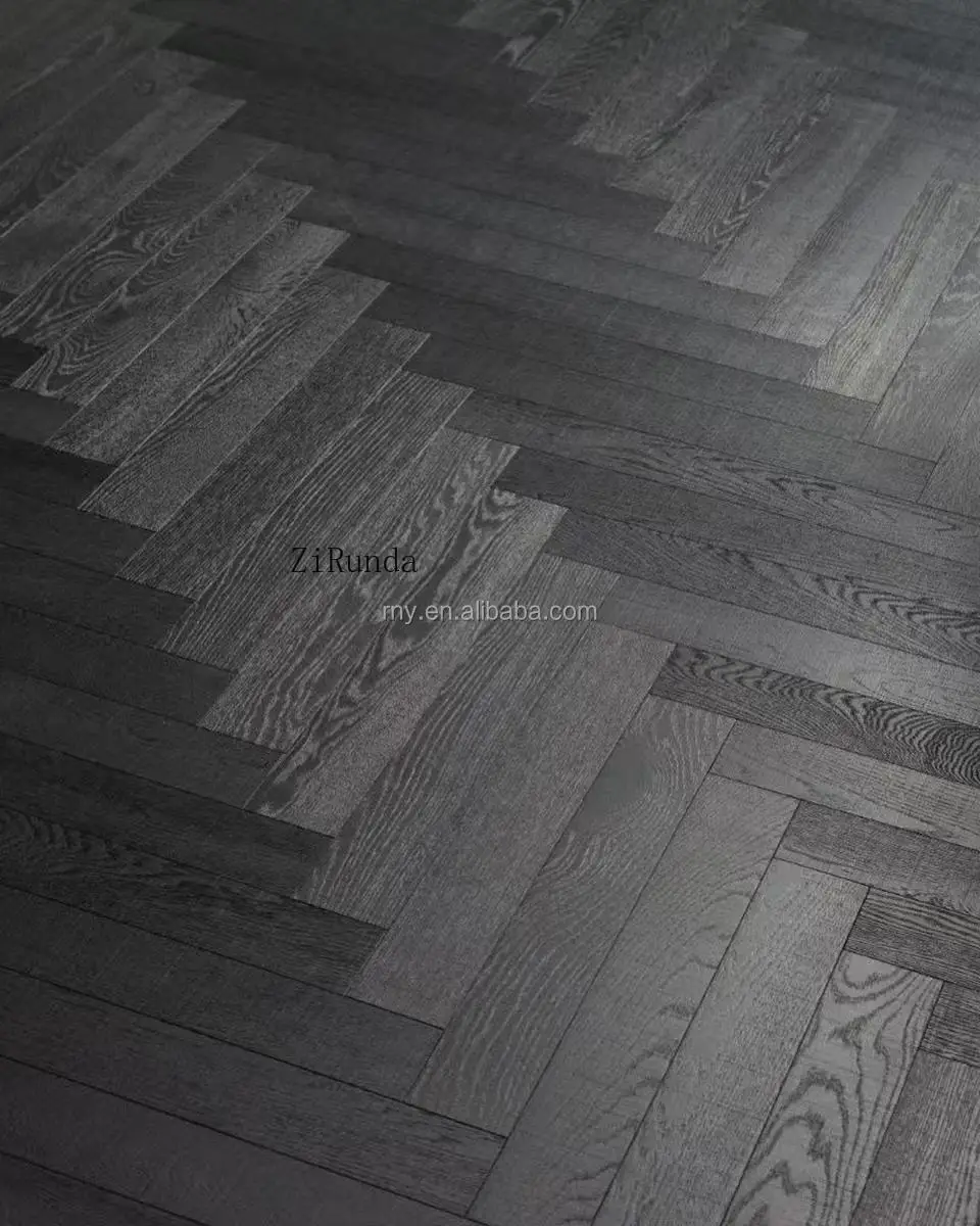 نسخة مخصصة من فرشاة الحرير الحديثة ذات اللطخة السوداء النقية من خشب البلوط الكونياك والأرضيات المتعرجة تشطيبات أخرى كبيرة #5