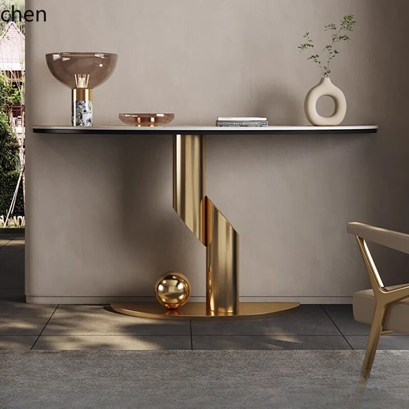 YFY  Entrance Slate Entrance Table Against the Wall Villa Hotel Office Home Art Semicircular Entrance Platform