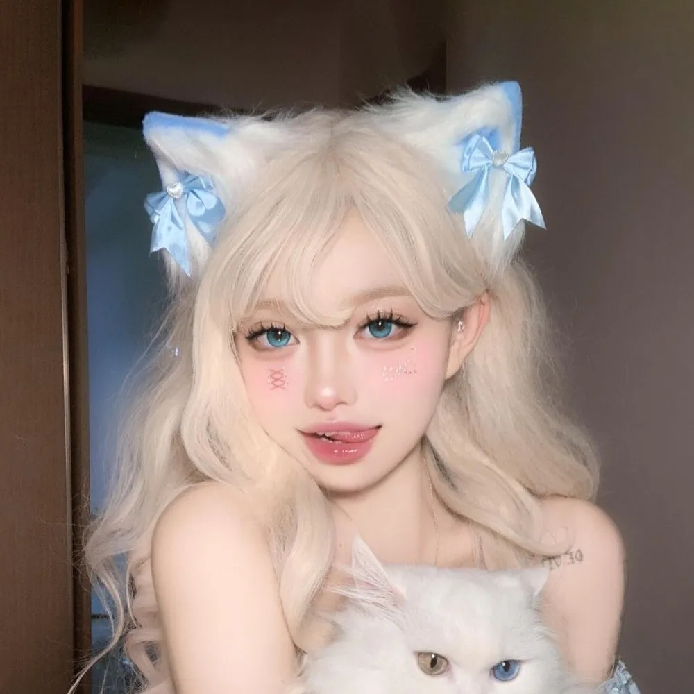 Cute Lolita Cat Ears Headband Animals JK Hair Band Hair Clip Three-dimensional Furry Cosplay Headwear Face Wash