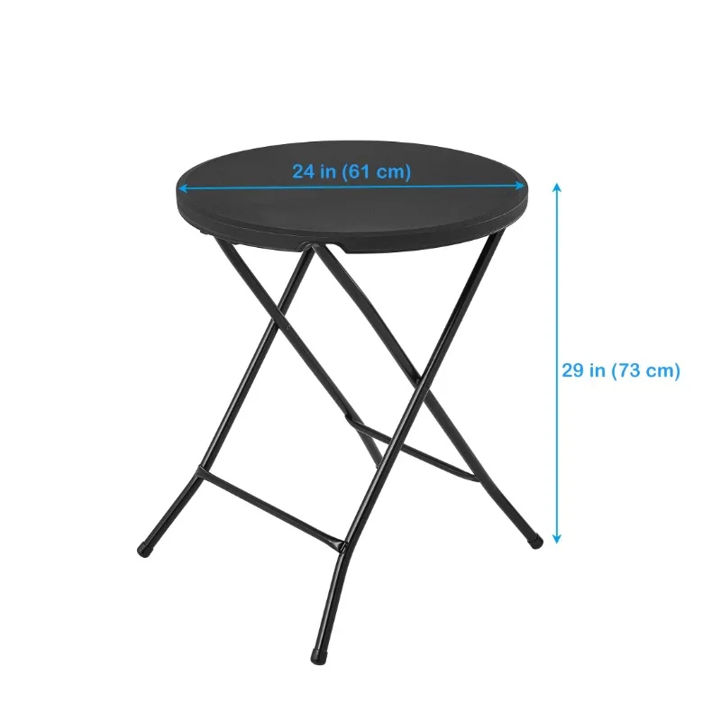 24 inch Round Folding Bistro Table, Black