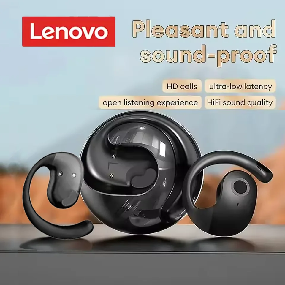 Беспроводные наушники Lenovo, удобные ушные крючки, наушники с сенсорным управлением и микрофоном, беспроводная Bluetooth-гарнитура, наушники для телефона, игры
