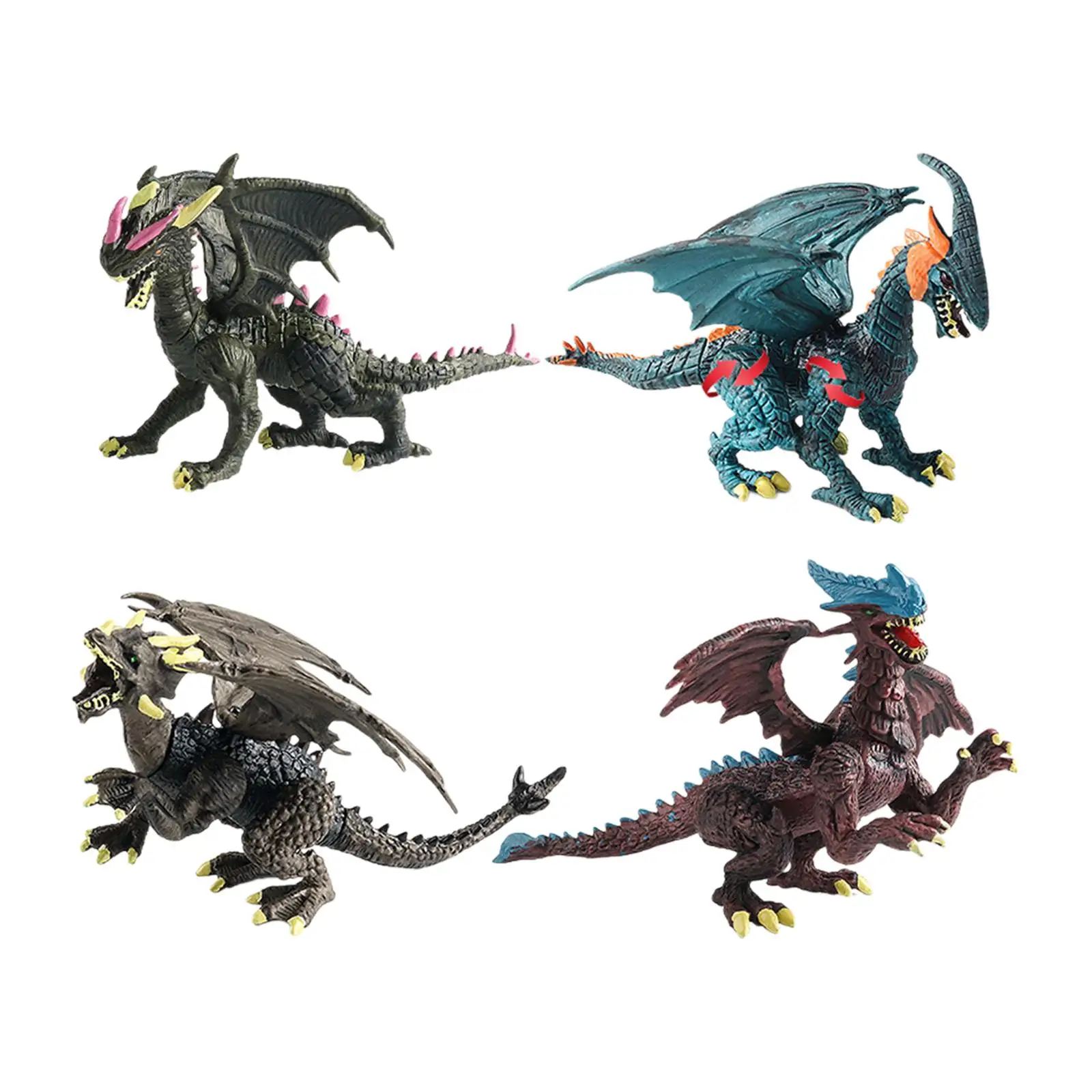 4 قطع من شخصيات التنين الشريرة لحيوانات الغابة ما قبل التاريخ لعيد الميلاد #6