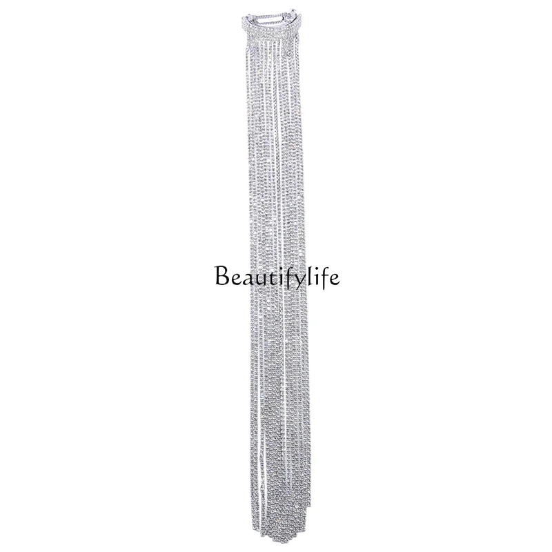 Light luxury long fringed chain hair accessories rhinestone temperament versatile hairpin