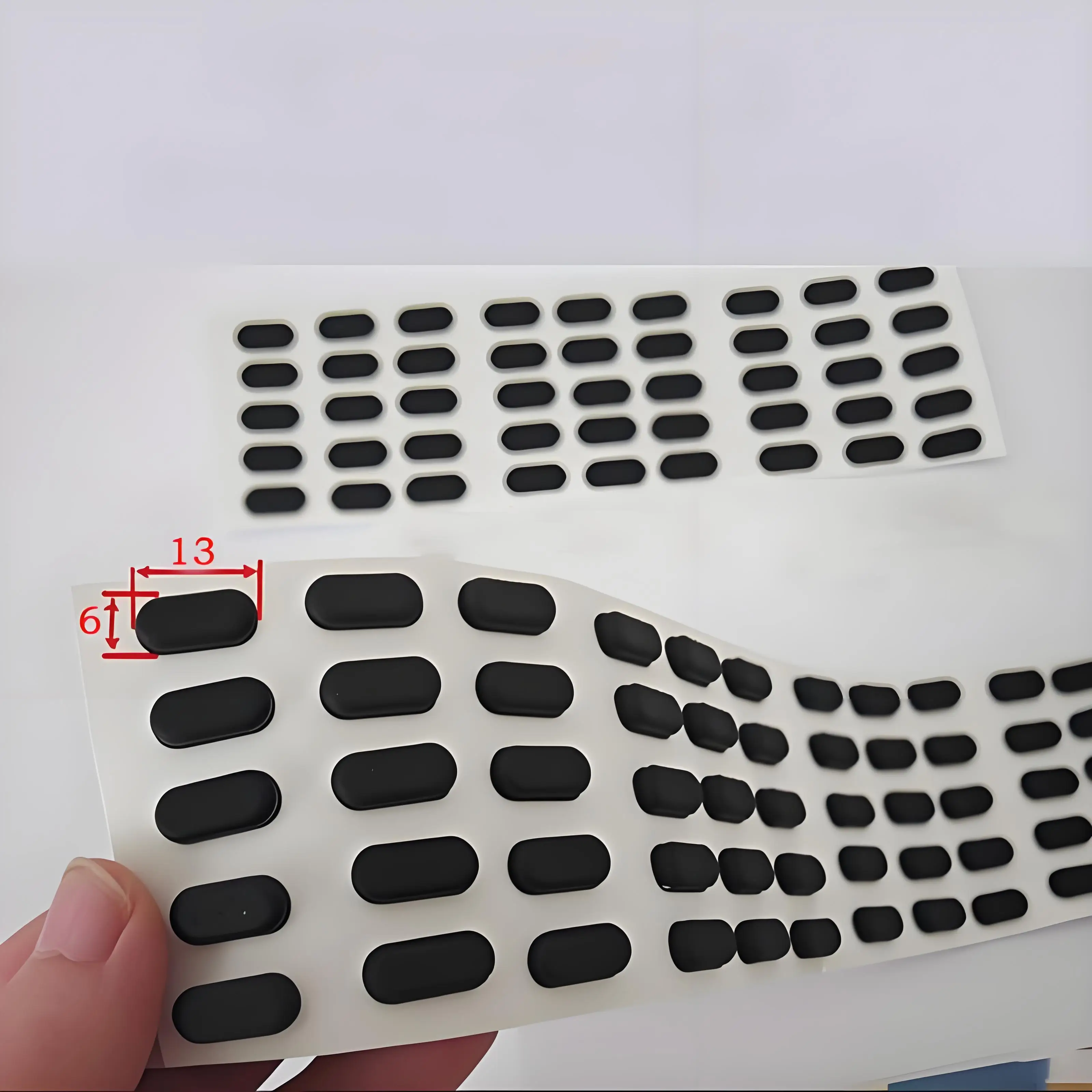 10Pcs Length 12mm-35mm Anti-slip Self Adhesive Silicone Rubber Oval Mat Cabinet Equipment Feet Pad  Anti-skid Pads Width 7mm