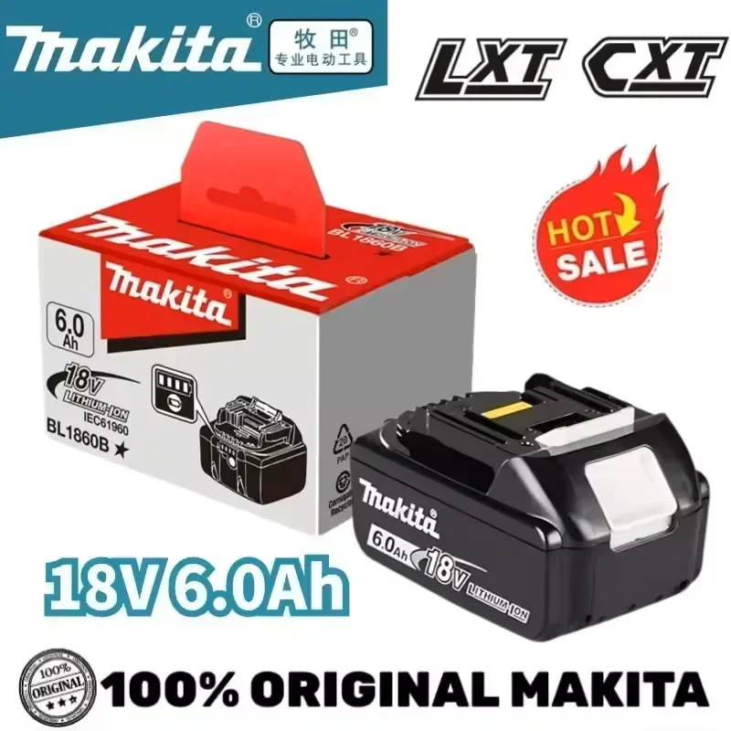 

100% Original 6.0Ah 18V rechargeable 18650 battery for makita replace battery BL150B BL1860B BL1850 BL1860 with charger 18Volt