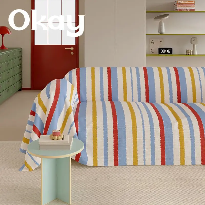 Vertical Pattern Sofa Towel Four Seasons General Korean Full Package Sofa Cover Cloth Cover Simple and Versatile