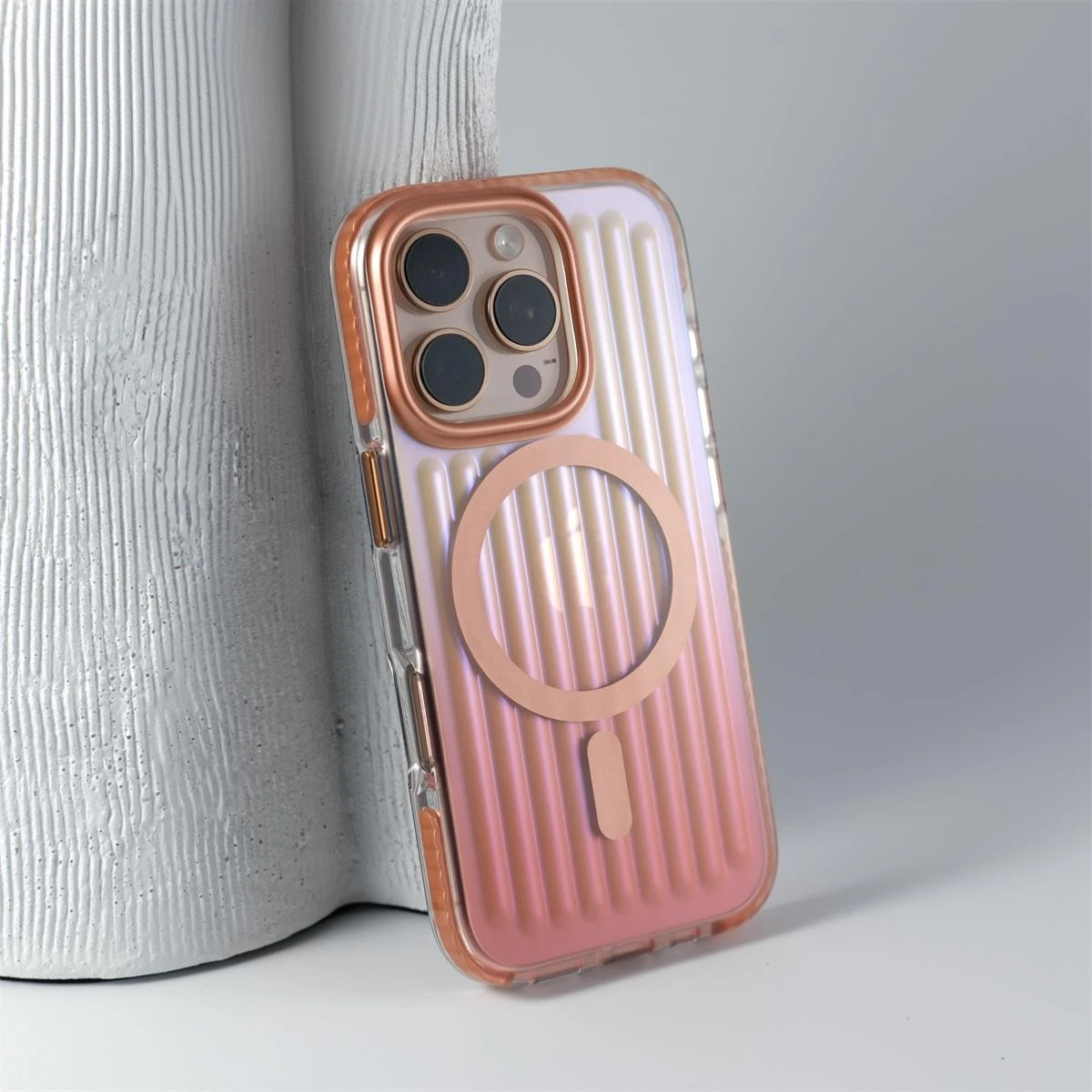 Gradient Laser Corrugated Magsafe Case For iPhone 16 Pro Max Luxury Wave Transparent Hard PC Back Magnetic Cover for iPhone16 image 2