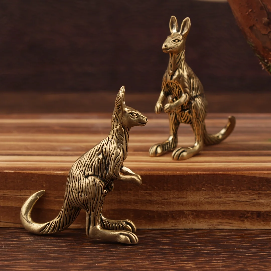 1/3 Stück Messing-Känguru-Statuen, Outback-Themen Schreibtischdekoration, Australische Tier-Geschenke – Detail 1