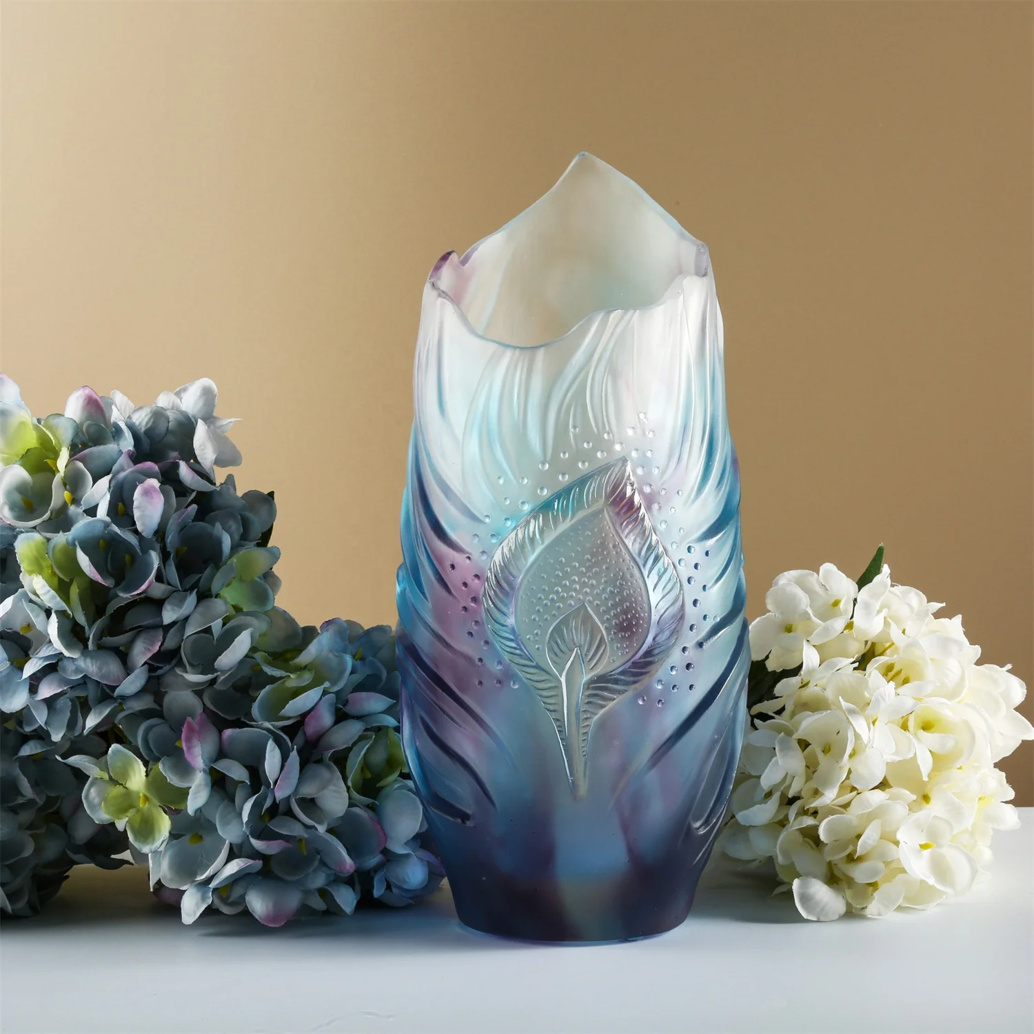 %W# Hand-carved Custom Bottle Flower Vase Desktop Home Decorations Art  Crystal Glass Vase for Interior Decor