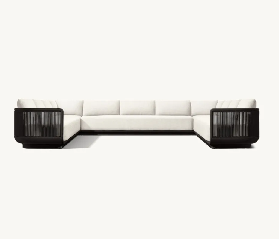 Modern U-Chaise Outdoor Aluminum Customizable Sectional Two-Seat Chaise Set For Courtyard Garden Hotel Brera Design UV Water