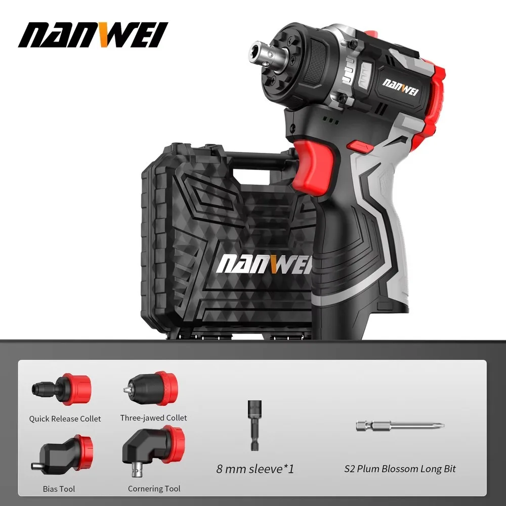 4-in-1 Brushless Cordless Screwdriver 45N Torque Multi-Head 16V DIY Industrial Grade 2.0AH Battery Variable Speed Power