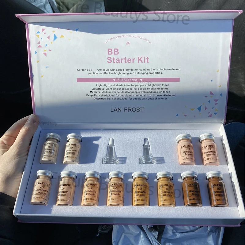 12 vials Korea BB Cream Glow Starter Kit Niacinamide Foundation Sunscreen Face Makeup Skin Care