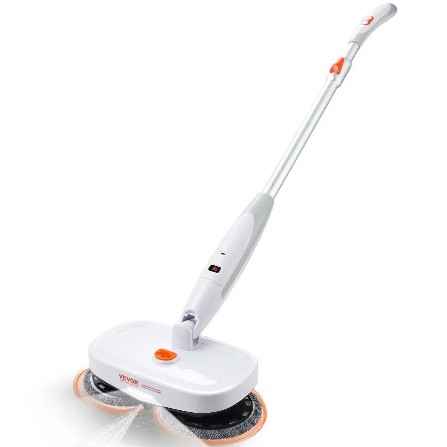 

Cordless Electric Mop Electric Spin Mop with Water Tank up to 40 mins Battery LED light Dual Mop s 4 Microfiber Pads 4 Trapezo