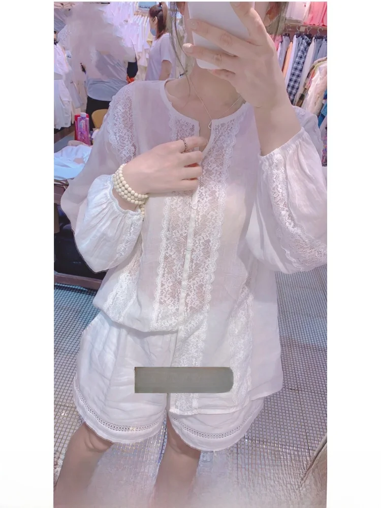 

Женский свободный утягивающий повседневный комплект из хлопка и льна Long Sve для защиты от солнца с изысканным комплектом из двух предметов