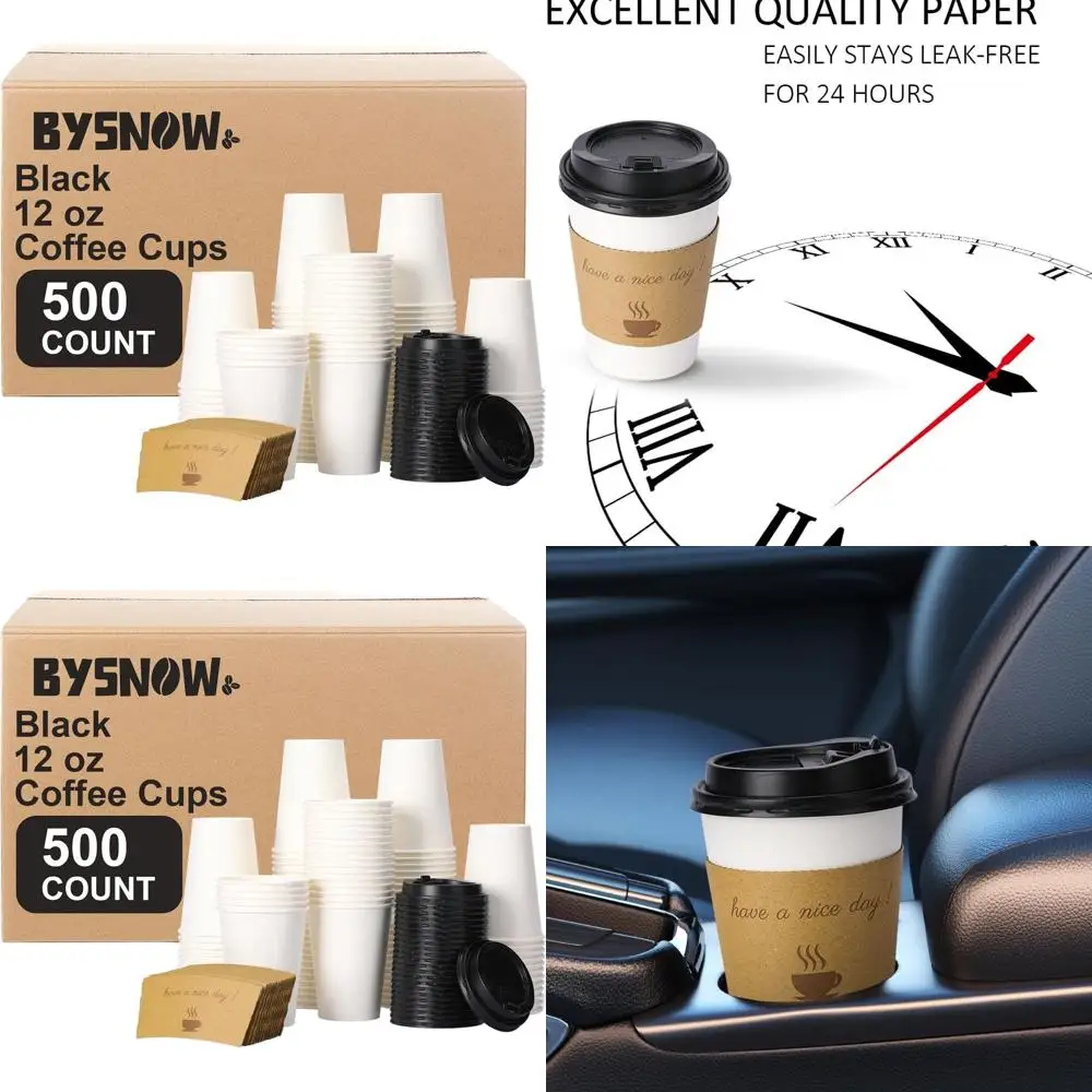 

12 oz Disposable Coffee Cups with Lids - 500 Pack for Home, Office, Cafe, and Events (White)