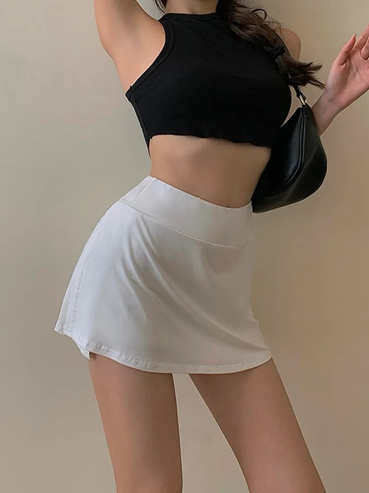 Tennis Skirt Women High Waist Sexy Girl Tight Bag Hip Short Skirt Summer Sports Culottes split A-line Mini skirt Y2K