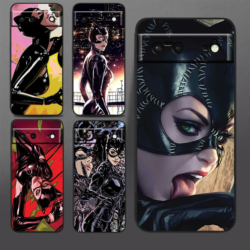 Film C-Catwoman Sexy For Google Pixel 9 8 7A 7 6A 6 5A 5 4 4A XL 5G Black Silicon Shockproof Shell TPU Phone Case