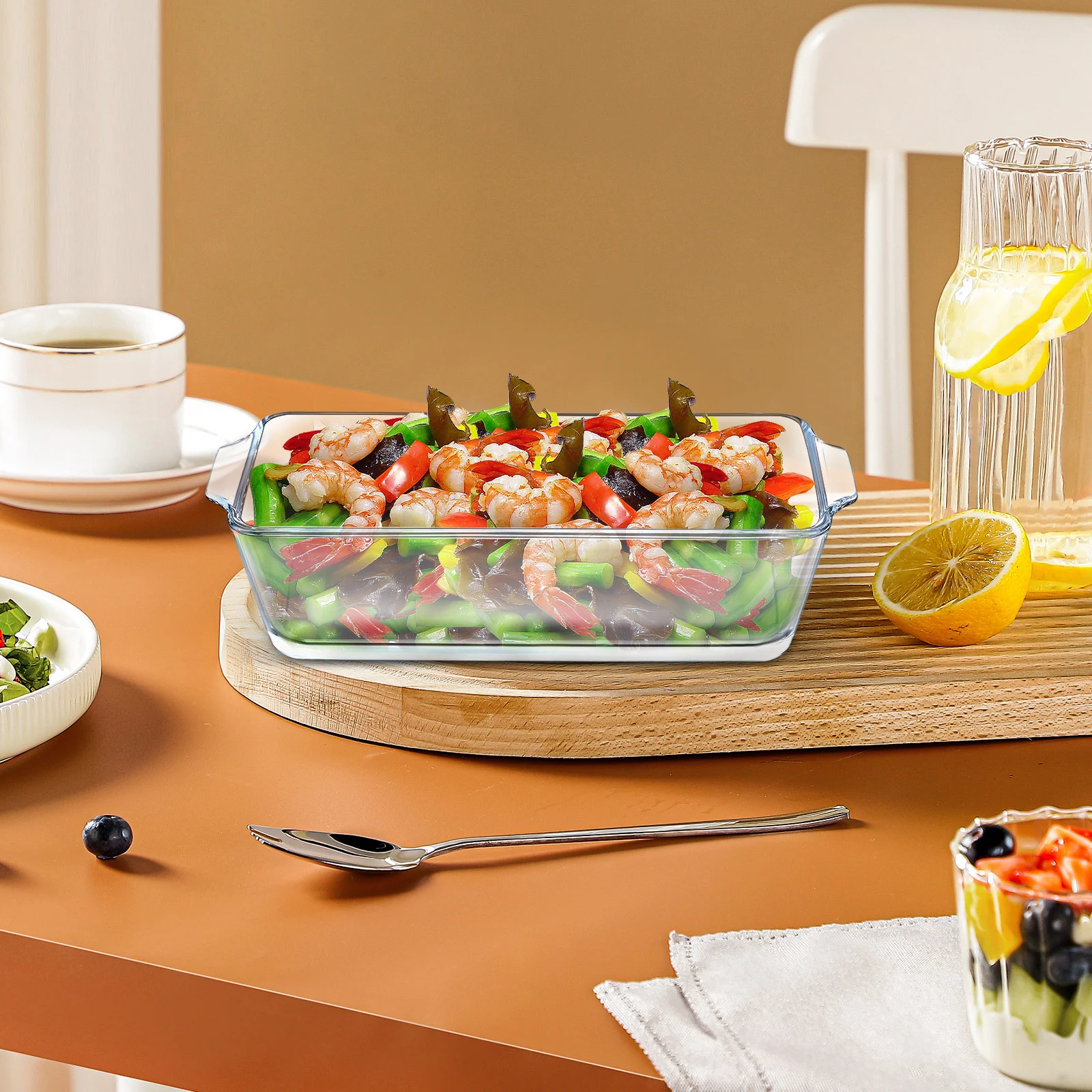 

Clear Glass Baking Dish Versatile Oven Pan for Steaming Cooking Serving Bread Loaf Casserole Dishwasher Safe Bakeware