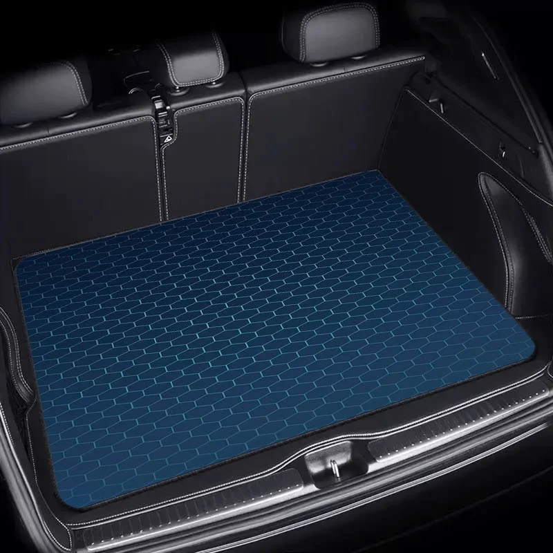 Car Trunk Mat, 29.53x39.37inch 1pc, Material, Dark Blue Hexagonal Pattern, Stylish & Durable, Fits Most Cars, Ideal For Protecti