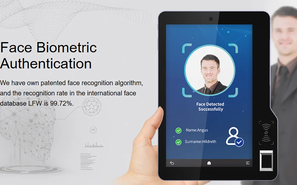 Joyusing 10.1 Inch Android Mobile Tablet with Biometric Signature Pad Optional Face Recognition Camera for Business Use