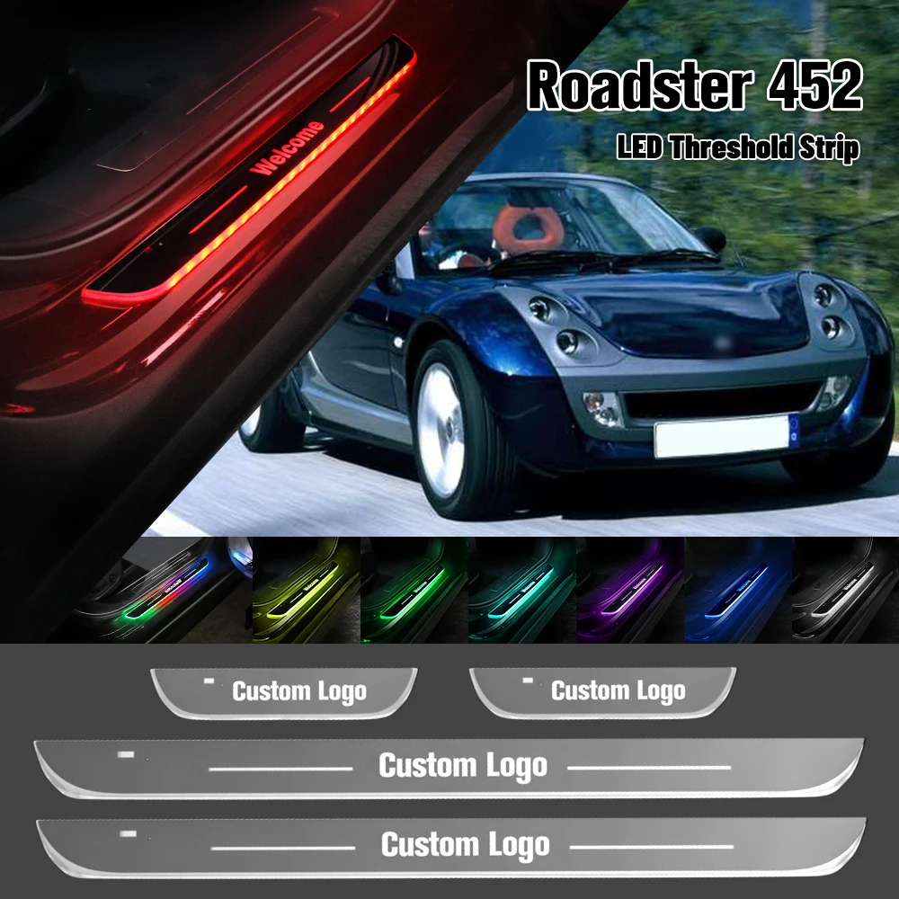 Luz LED para umbral de puerta de coche, iluminación para Smart Roadster 452, 2003-2005, con logotipo personalizado, 2004